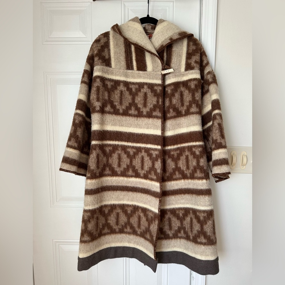 Junior Gallery vintage wool hooded coat with southwestern print